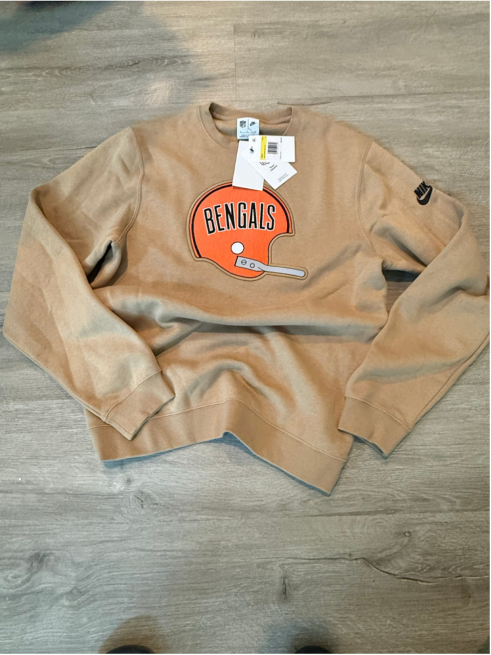 Men's Nike Cincinnati Bengals Sweatshirt Size S Beige Orange